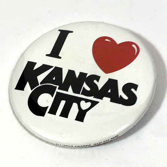 Kansas City Pin I Love Heart KC Large Vintage Retro White Black Red 2 1/4" - Picture 2 of 6